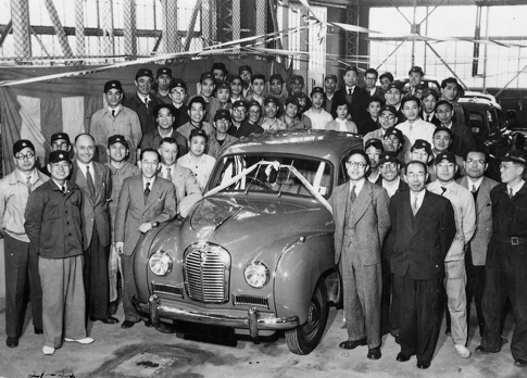 Offline ceremony of Austin A40 Somerset Saloon, April 1953